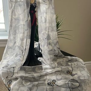 Coach Silk Scarf with Rhinestone Bees Details